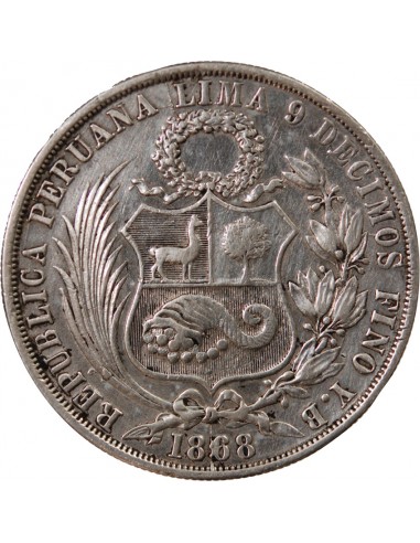PEROU - 1 SOL ARGENT 1868 Y.B