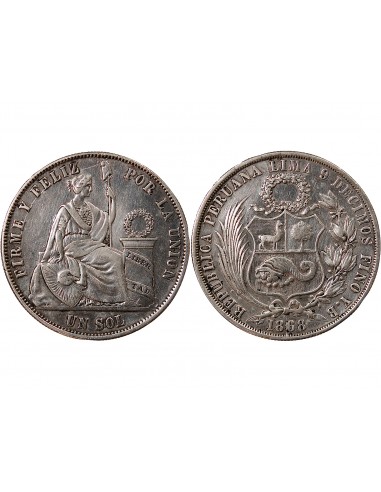 PEROU - 1 SOL ARGENT 1868 Y.B