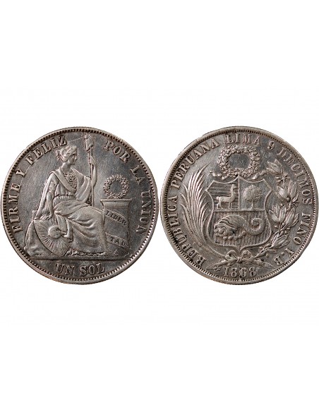 PEROU - 1 SOL ARGENT 1868 Y.B