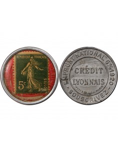 CREDIT LYONNAIS - MONNAIE-TIMBRE DE 5 CENTIMES 1920 2