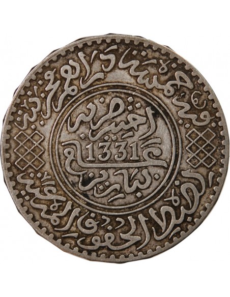 MAROC, YOUSSEF - 5 DIRHAMS ARGENT 1331 (1913)