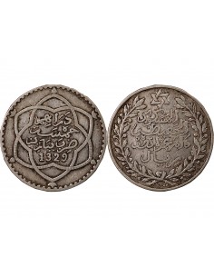 MAROC, ABDELHAFID - 5 DIRHAMS ARGENT 1329 (1911) 2
