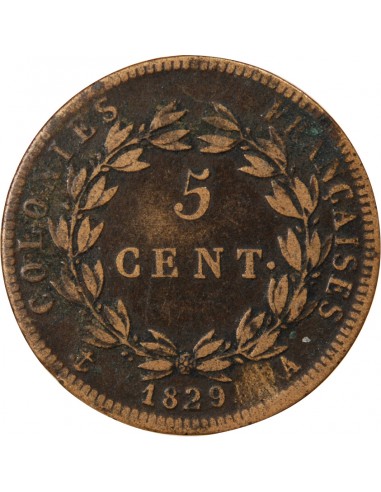 COLONIES FRANCAISES, CHARLES X - 5 CENTIMES 1825 A PARIS