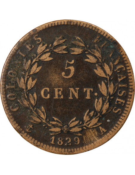 COLONIES FRANCAISES, CHARLES X - 5 CENTIMES 1825 A PARIS