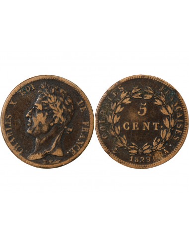 COLONIES FRANCAISES, CHARLES X - 5 CENTIMES 1825 A PARIS