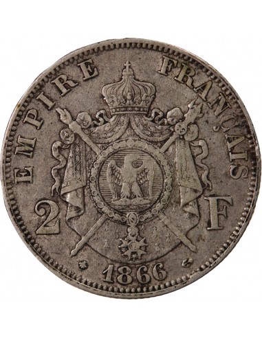 NAPOLEON III - 2 FRANCS ARGENT 1866 A PARIS