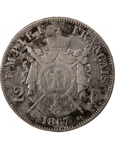 NAPOLEON III - 2 FRANCS ARGENT 1867 K BORDEAUX