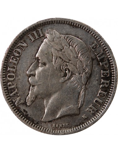 NAPOLEON III - 2 FRANCS ARGENT 1867 K BORDEAUX