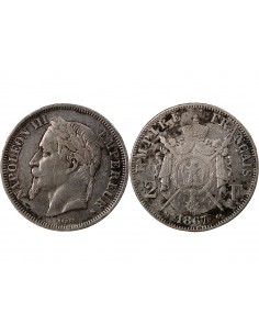 NAPOLEON III - 2 FRANCS ARGENT 1867 K BORDEAUX 2