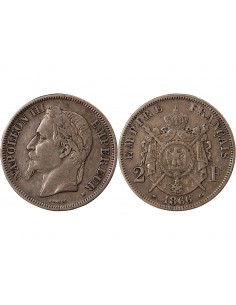 NAPOLEON III - 2 FRANCS ARGENT 1866 BB STRASBOURG 2