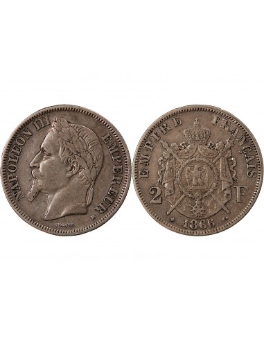 NAPOLEON III - 2 FRANCS ARGENT 1866 BB STRASBOURG