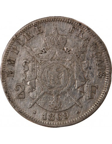 NAPOLEON III - 2 FRANCS ARGENT 1869 A PARIS