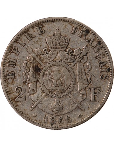 NAPOLEON III - 2 FRANCS ARGENT 1866 BB STRASBOURG
