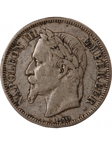 NAPOLEON III - 2 FRANCS ARGENT 1866 BB STRASBOURG