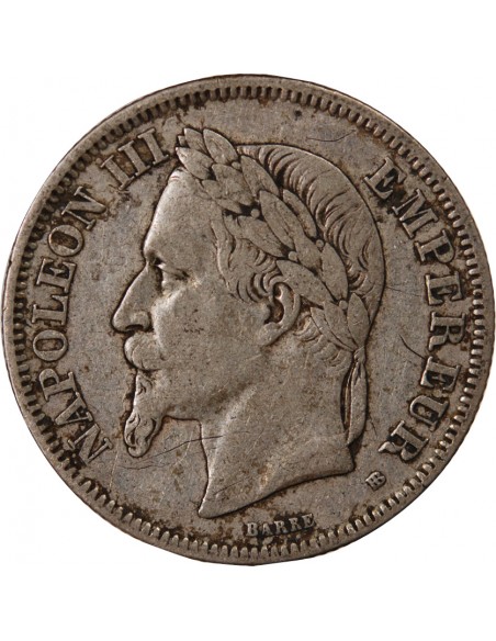 NAPOLEON III - 2 FRANCS ARGENT 1866 BB STRASBOURG