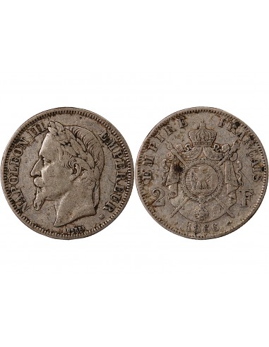 NAPOLEON III - 2 FRANCS ARGENT 1866 BB STRASBOURG