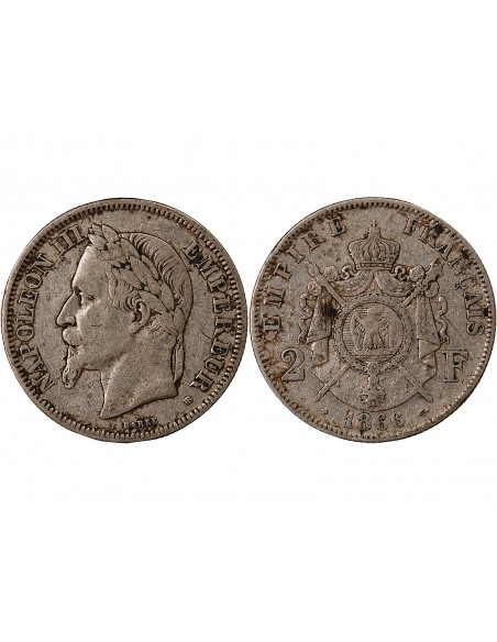 NAPOLEON III - 2 FRANCS ARGENT 1866 BB STRASBOURG