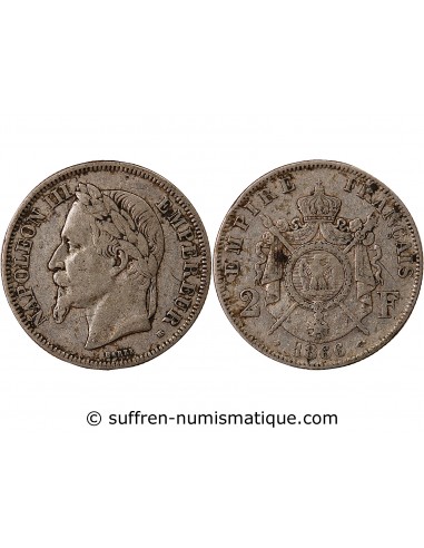NAPOLEON III - 2 FRANCS ARGENT 1866 BB STRASBOURG