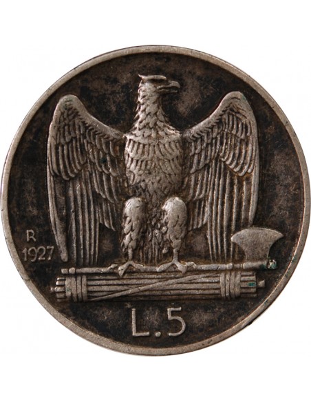 ITALIE, VICTOR-EMMANUEL III - 5 LIRE ARGENT 1927 R ROME