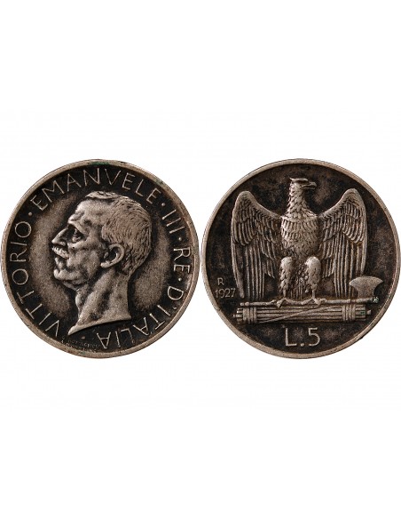 ITALIE, VICTOR-EMMANUEL III - 5 LIRE ARGENT 1927 R ROME