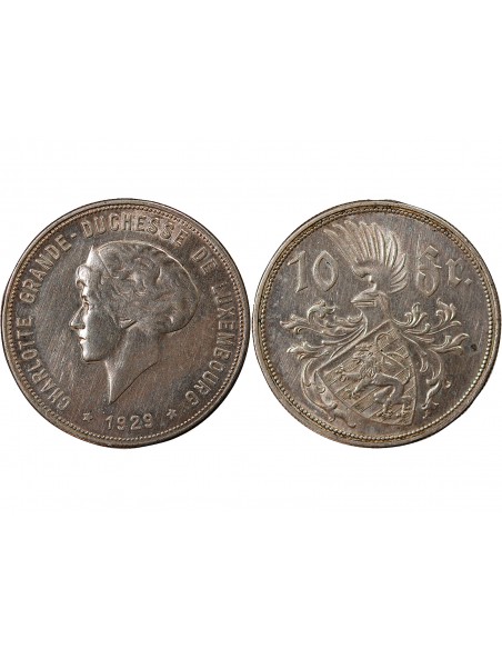 LUXEMBOURG, CHARLOTTE - 10 FRANCS ARGENT 1929