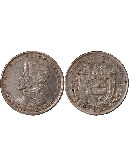 PANAMA - 1/4 BALBOA ARGENT 1961