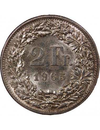 SUISSE, HELVETIA - 2 FRANCS ARGENT 1965 B BERNE