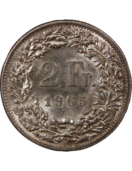 SUISSE, HELVETIA - 2 FRANCS ARGENT 1965 B BERNE