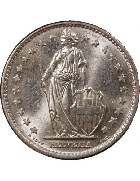 SUISSE, HELVETIA - 2 FRANCS ARGENT 1965 B BERNE