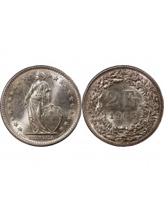 SUISSE, HELVETIA - 2 FRANCS ARGENT 1965 B BERNE 2