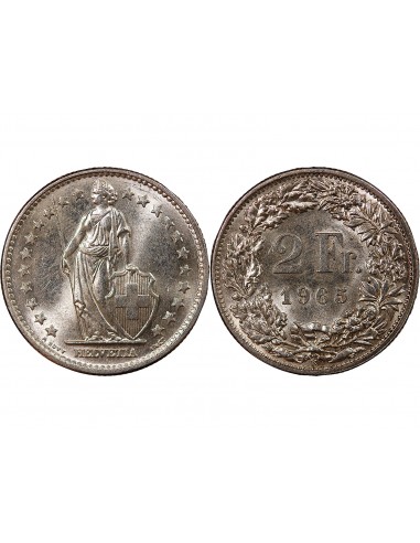 SUISSE, HELVETIA - 2 FRANCS ARGENT 1965 B BERNE