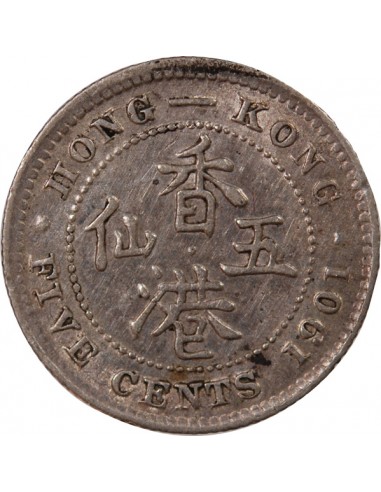 HONG KONG, VICTORIA - 5 CENTS ARGENT 1901