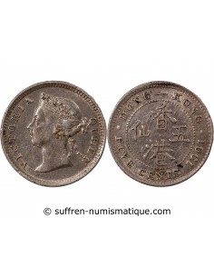 HONG KONG, VICTORIA - 5 CENTS ARGENT 1901