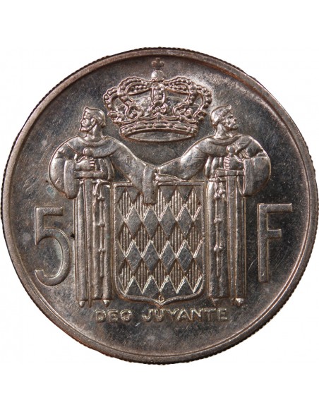 MONACO, RAINIER III - 5 FRANCS ARGENT 1966