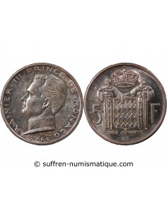 MONACO, RAINIER III - 5 FRANCS ARGENT 1966