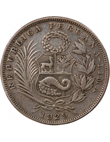 PEROU - 1/2 SOL ARGENT 1929 LIMA