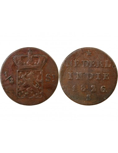 INDONESIE, WILLEM Ier - 1/2 STUIVER 1826 SURABAYA