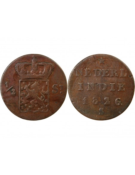 INDONESIE, WILLEM Ier - 1/2 STUIVER 1826 SURABAYA