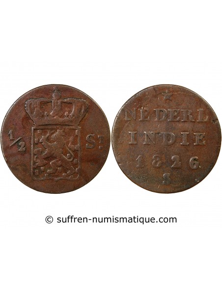 INDONESIE, WILLEM Ier - 1/2 STUIVER 1826 SURABAYA