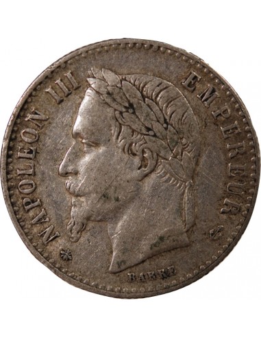 NAPOLEON III, TÊTE LAURÉE - 50 CENTIMES ARGENT 1864 A PARIS