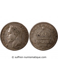 NAPOLEON III, TÊTE LAURÉE - 50 CENTIMES ARGENT 1864 A PARIS