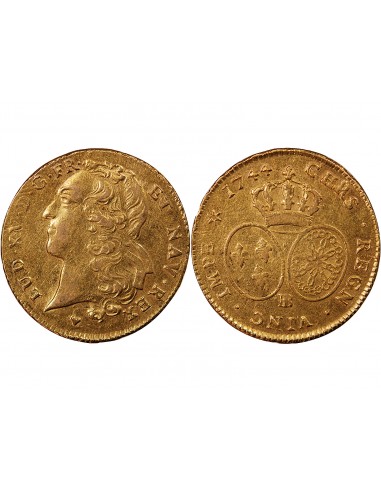 LOUIS XV - DOUBLE LOUIS D'OR AU BANDEAU 1744 BB STRASBOURG