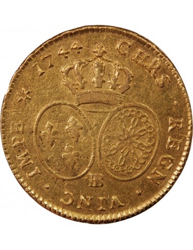 LOUIS XV - DOUBLE LOUIS D'OR AU BANDEAU 1744 BB STRASBOURG