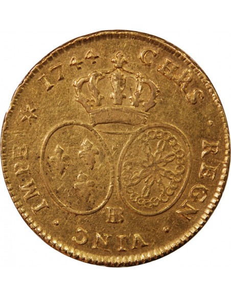 LOUIS XV - DOUBLE LOUIS D'OR AU BANDEAU 1744 BB STRASBOURG