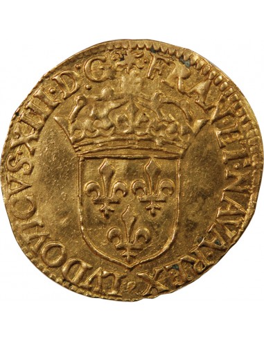 LOUIS XIII - ECU D'OR AU SOLEIL 1637 B ROUEN