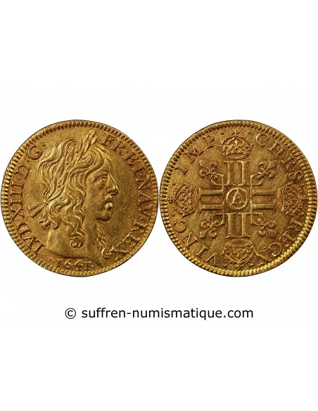 LOUIS XIII - LOUIS D'OR A LA MÈCHE LONGUE 1641 A PARIS