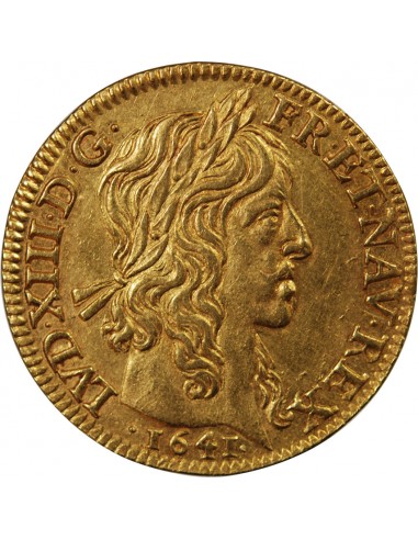 LOUIS XIII - LOUIS D'OR A LA MÈCHE LONGUE 1641 A PARIS