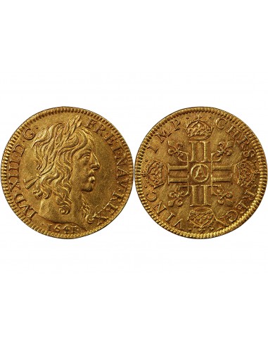 LOUIS XIII - LOUIS D'OR A LA MÈCHE LONGUE 1641 A PARIS