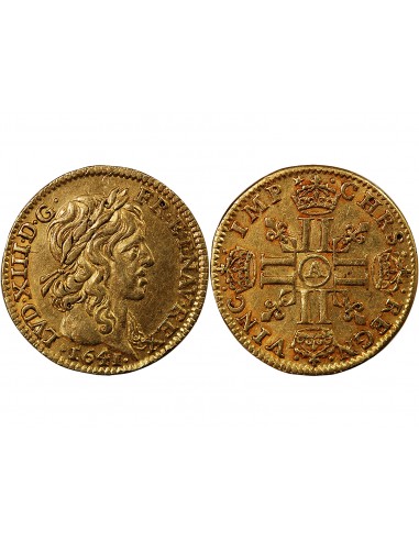LOUIS XIII - 1/2 LOUIS D'OR A LA MÈCHE LONGUE 1641 A PARIS