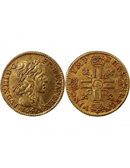 LOUIS XIII - 1/2 LOUIS D'OR A LA MÈCHE LONGUE 1641 A PARIS